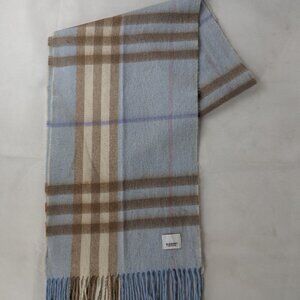 Burberry London England Classic Nova Check 100% Cashmere Blue Scarf - UK